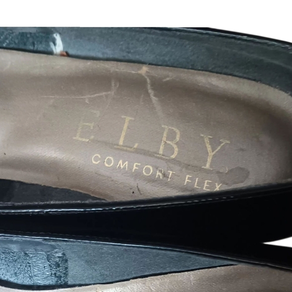 Vintage 80s Selby Black Patent Leather W Colorful Geometric Design 8 Narrow - Picture 9 of 10